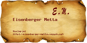 Eisenberger Metta névjegykártya